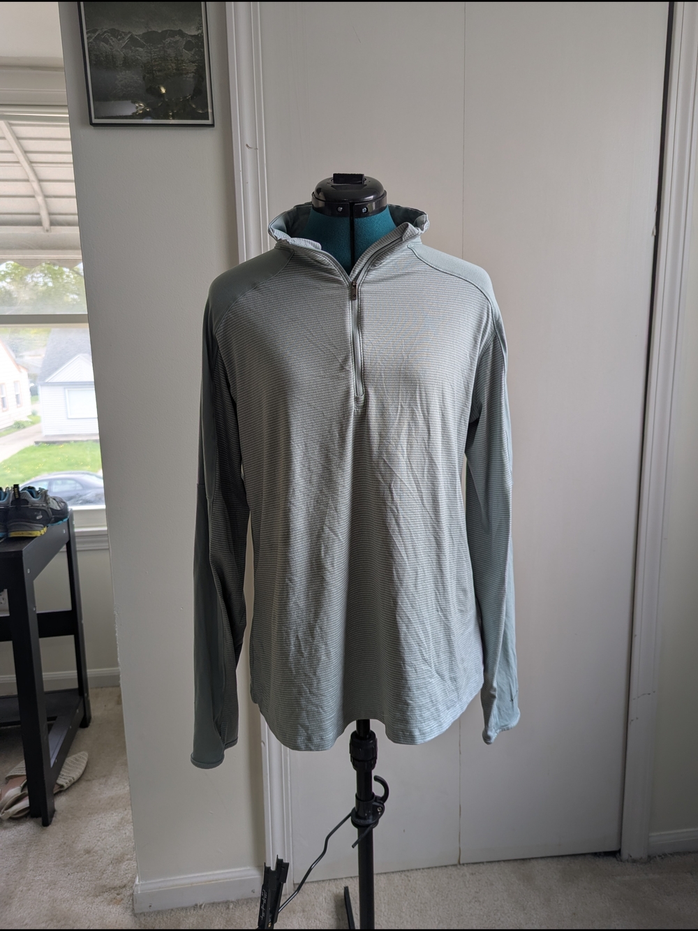 Light Blue/Gray Quarter-Zip Sweat-Wicking Long Sleeve